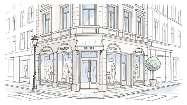 Corner shop storefront with classic european architecture