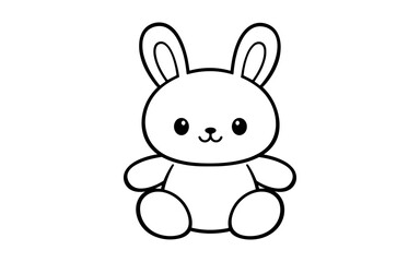 Obraz premium Cute cartoon bunny illustration with simple outline and big eyes