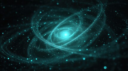 Obraz premium A mesmerizing swirl of cosmic energy and teal light in a galaxy.