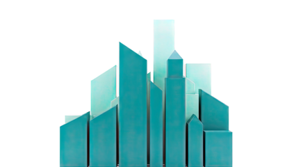 Abstract Teal Cityscape Sculpture