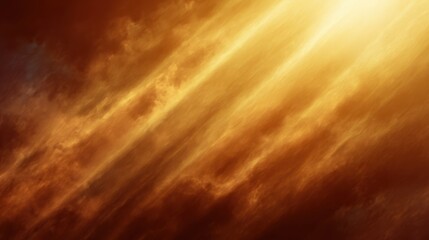 A dramatic display of golden sunlight piercing through dark clouds.