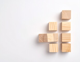 Arrangement of Wooden Blocks on a White Background.