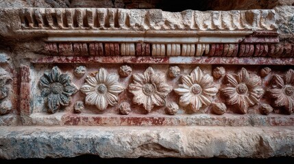 Roman Decorative Motif Texture Shows Intricate Carvings and Historical Design From Ancient Architecture and Art Styles