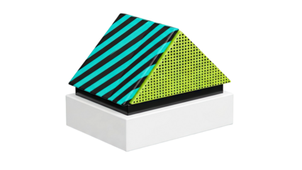 Geometric Sculpture with Stripes and Polka Dots