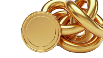 Gold Coin and Interlocking Rings