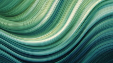 Abstract waves of green and blue colors flowing gracefully across the canvas.