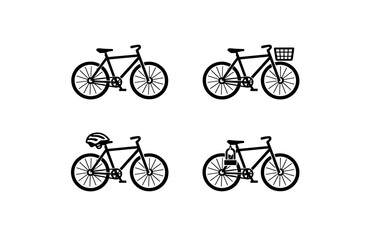 Obraz premium Set of bicycle icons including basket and helmet variations