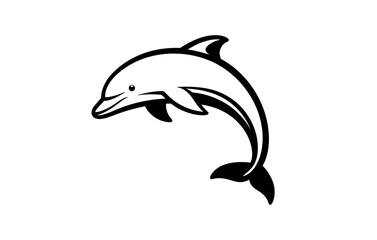 Obraz premium Black and white dolphin illustration with stylized design