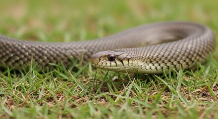 Obraz premium Snake in the Grass Closeup Photography.