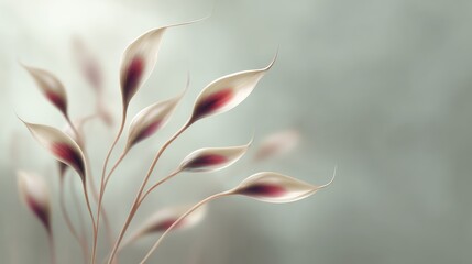 Delicate abstract floral design with soft curves and muted colors.