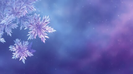 Delicate frost patterns in purple and blue shades creating a winter wonderland feel.