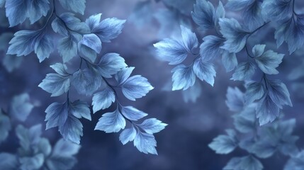 Beautiful blue leaves create a serene, calming background scene.