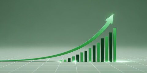 Business graph positive green visualisation direction arrow upward financial growth chart trend digital market finance investment analysis rising profit glowing trading economic statistic increase