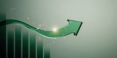 Business graph positive green visualisation direction arrow upward financial growth chart trend digital market finance investment analysis rising profit trading economic statistic increase income