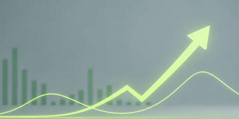 Business graph positive green visualisation direction arrow upward financial growth chart trend digital market finance investment analysis rising profit trading economic statistic increase income