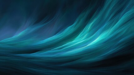 Abstract swirling waves of blue and teal colors create a dynamic visual impression.