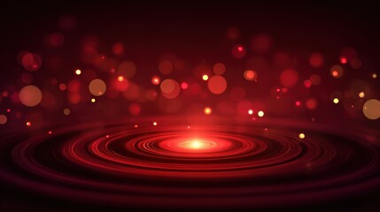 A vibrant display of red and gold bokeh lights creating a mesmerizing spiral pattern.