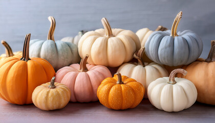 Pastel Pumpkins Close Up Composition Of Nine Pumpkins In Various Autumnal Hues Autumn Decor Fall Harvest Pumpkin Fall Autumn
