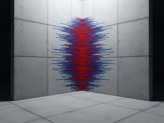 Modern artwork combining digital pulse and vibrant colors in space