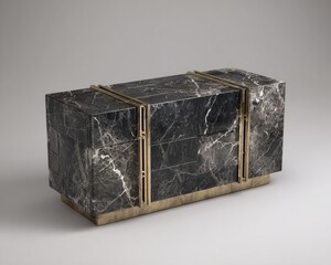 Modern Black And Gold Marble Console Table