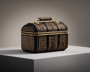 Ornate Beaded Box With Gold Accents