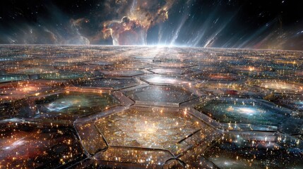 Abstract Colorful Hexagonal Space Pattern