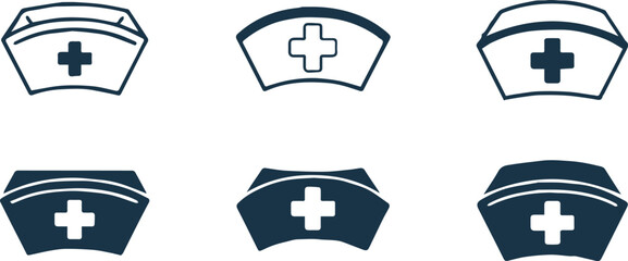 nurse cap icon collection six medical hat cross graphics