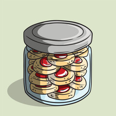 Indonesian Thumbprint Cookies in Glass Jar for Eid al-Fitr Celebration