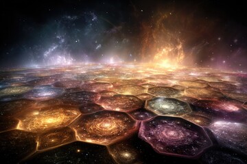 Abstract Colorful Galaxy Cluster Pattern