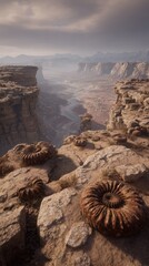Vast Canyon Landscape With Ancient Fossils