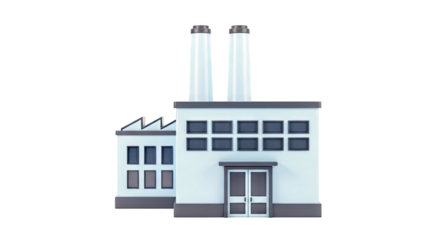 Cartoon Factory Building with Smokestacks