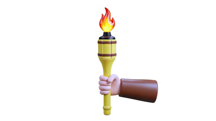 Cartoon Hand Holding a Flaming Torch