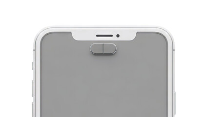 Close-up of a silver smartphone with a notch and dual buttons