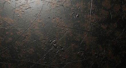 Dark textured metal surface with scratches and rust