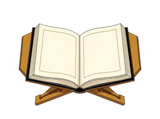 Open Blank Book on Wooden Stand with Transparent Background Illustration