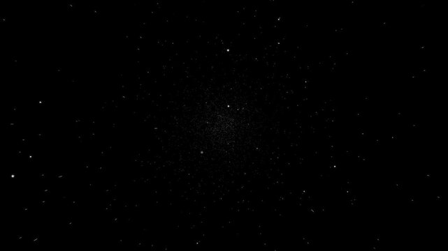 Animated design of stars and constellations moving to the front of the screen against a black background
