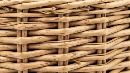 Detailed texture of hand-woven wicker basket showing the intricate pattern and natural fiber material.