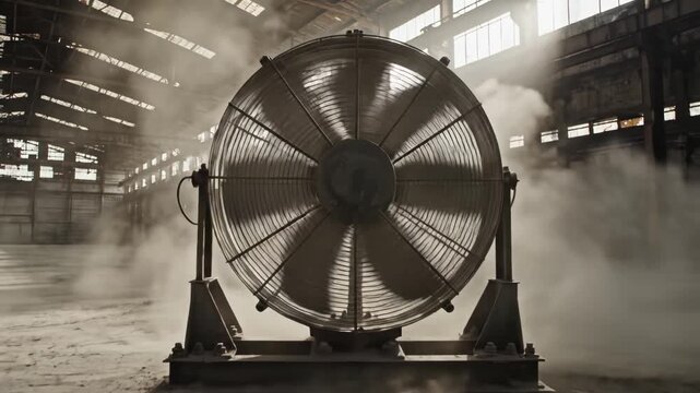 Large industrial fan in warehouse