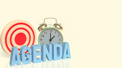 Agenda Planning Concept with Target Goal and Alarm Clock 3d render.