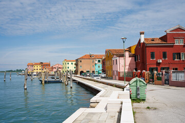 View of the colorful town of Pellestrina