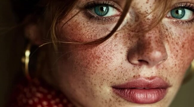 Rosto de linda mulher com beleza natural e expressao suave