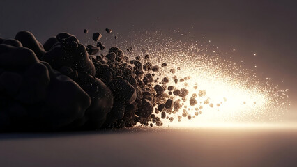 Dark matter explosion with glowing particles in space