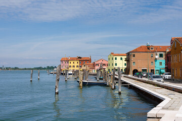 View of the colorful town of Pellestrina