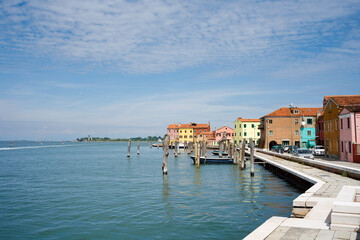 View of the colorful town of Pellestrina
