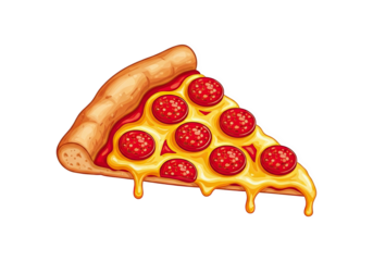 Pepperoni Pizza Slice With Melted Cheese And Browned Crust On Transparent Background