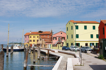 View of the colorful town of Pellestrina