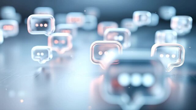 SNSをイメージした透明感のあるたくさんの吹き出し