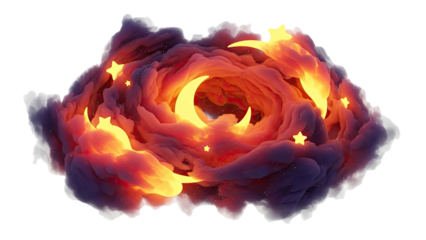 Dreamy Cloud with Crescent Moon and Stars