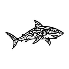 Obraz premium Tribal Shark Tattoo Design with Intricate Patterns and Sharp Teeth.