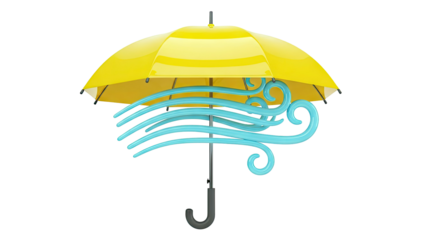 Yellow Umbrella Protecting Against Wind Swirls